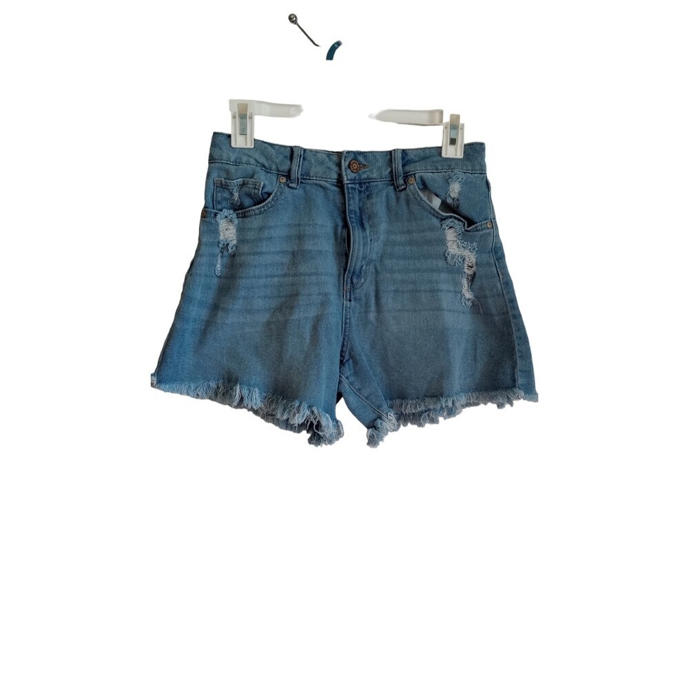 Sincerely Jules high waist light‎ wash raw hem shorts